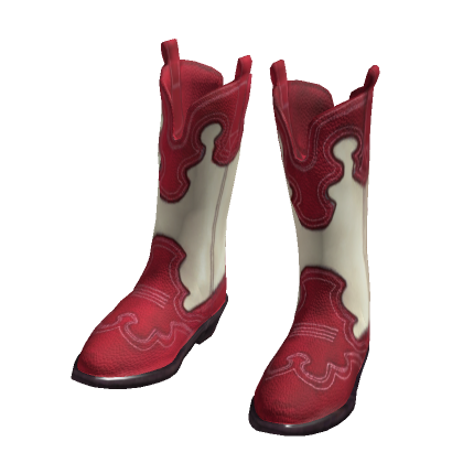 Red and Cream Vintage Western Cowgirl Boots