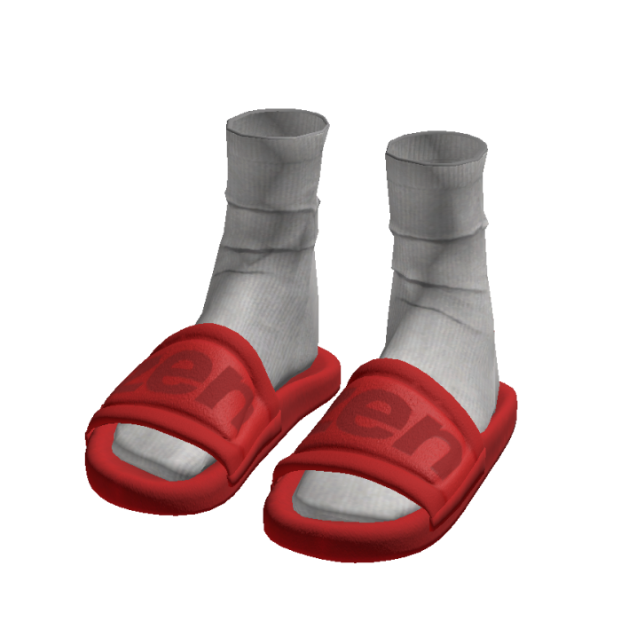 Red Zen Streetwear Slides w/ White Socks