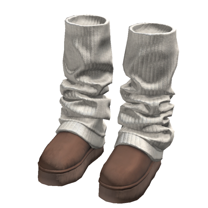 Dark Brown Cozy Winter Boots w/ White Leg Warmers