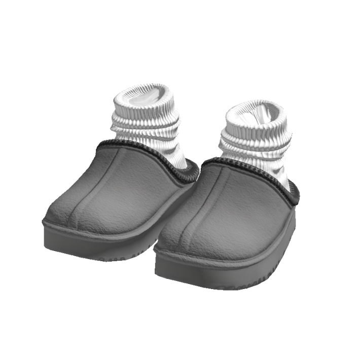 Trendy Cosy Fall Grey Slippers with Socks