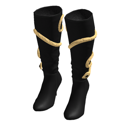 ♾️ Black & gold wrap around snake boots