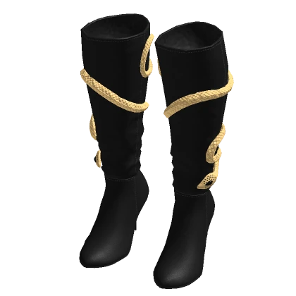 ♾️ Black & gold wrap around snake boots