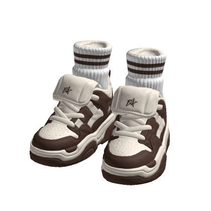 Brown Chunky Designer Sneakers w/ Socks