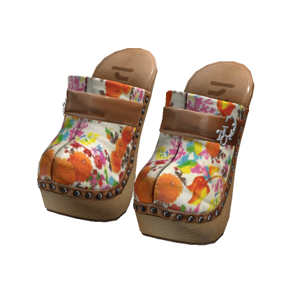 Floral Wood Platform Clogs (It-Girl) thumbnail