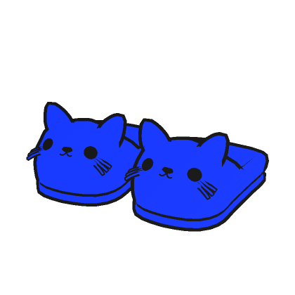Blue Cartoony Kitty Cat Slippers thumbnail