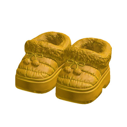 Yellow Cozy Fur Platform Slippers 1.0