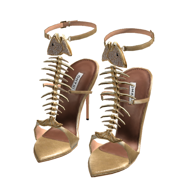 Gold Crystal Fishbone Lace Up Heels