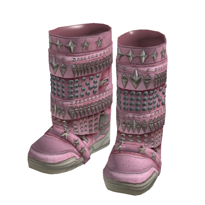 Pink Heavy Studded Spiked Leather Boots
