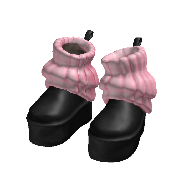 black platform boots w pink warmers