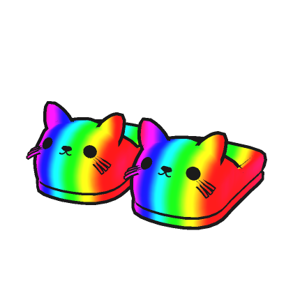 Rainbow Cartoony Kitty Cat Slippers thumbnail