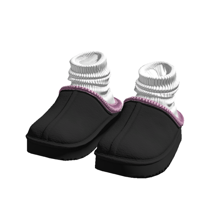 Trendy Cosy Fall Black Slippers with Socks