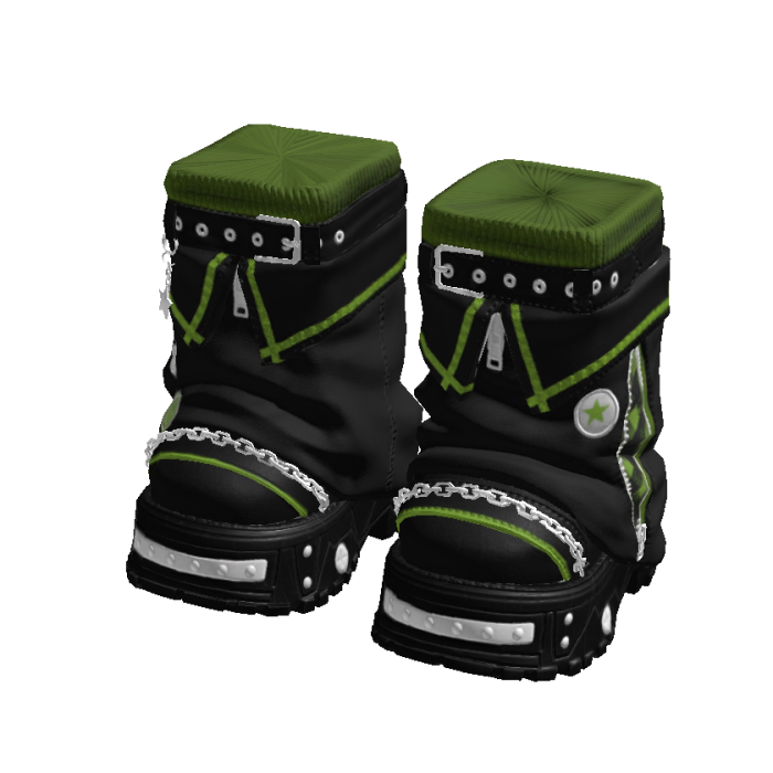 Y2K Stylish Arctic Boots Black And Green