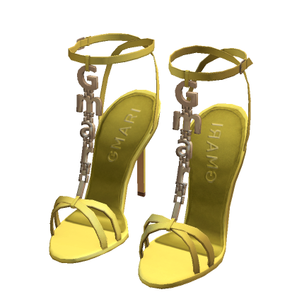 Sunshine Yellow GMARI Metal Logo Strappy Heels