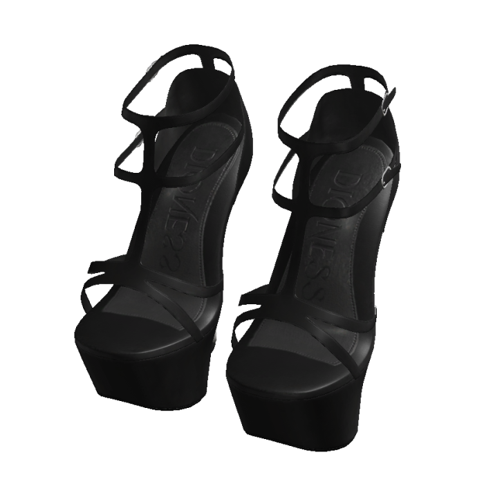 Black Armor Wedge Heels