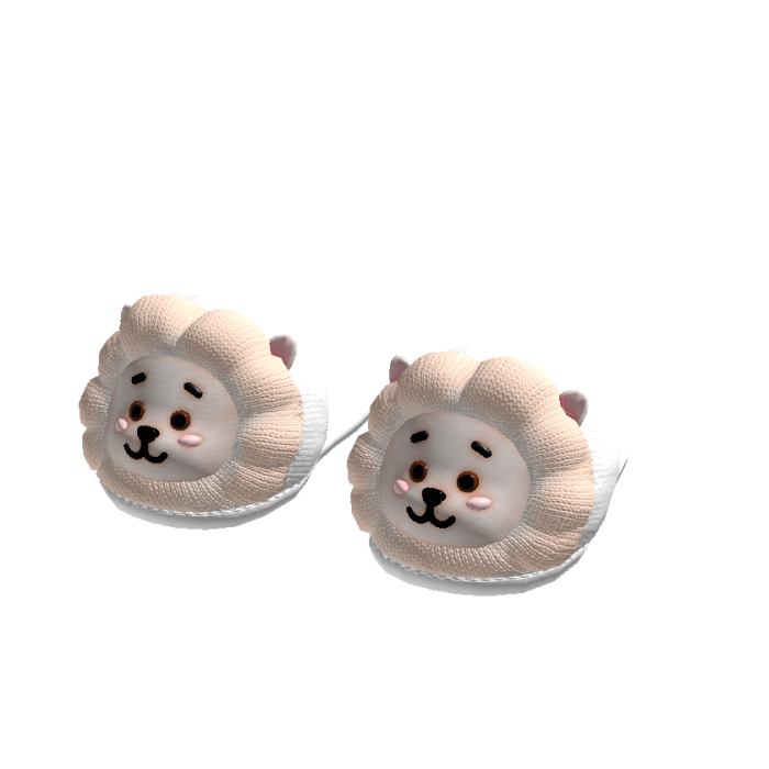 Kawaii Lion Slippers White[MAX]