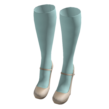 ☆ beige wedge heels with teal socks (syaa ver.) thumbnail
