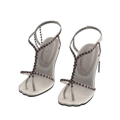 White Rosary Heels