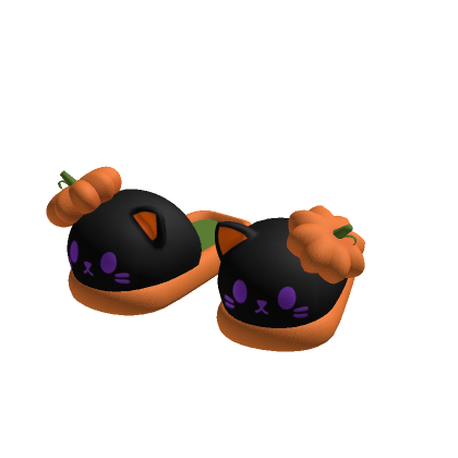 Black Cat Pumpkin Slippers