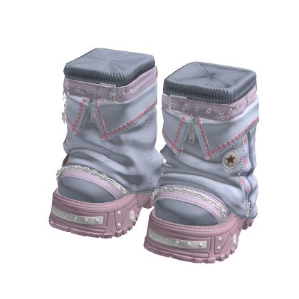 Y2K Stylish Arctic Boots Ligth Blue w/ Pink