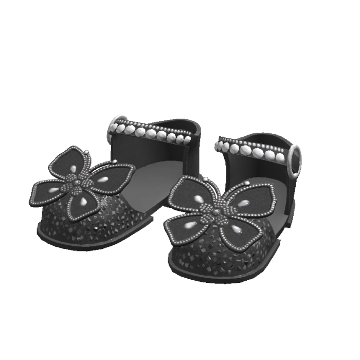 Black Glitter and Gems Butterfly Sandals