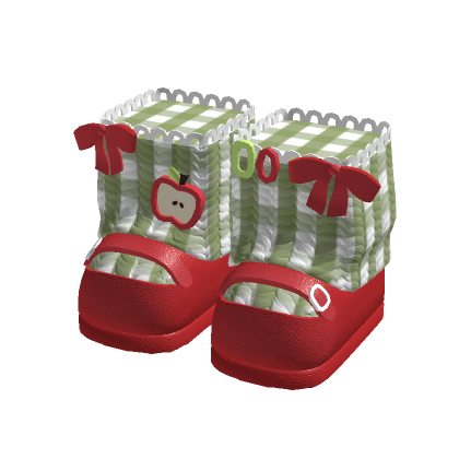 Cute Igari Laced Green Plaid Apple Shoes
