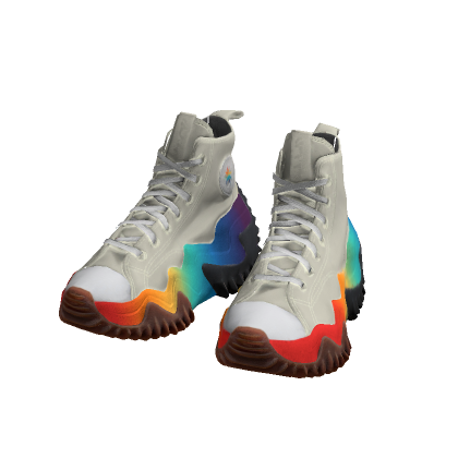 Chunky Canvas Wave Platform High-Tops - Rainbow