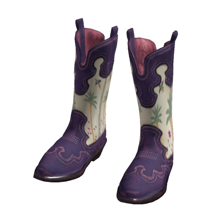Vintage Purple Palms Print Classic Cowgirl Boots