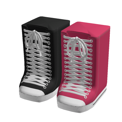 Black and Pink Canvas Boots thumbnail