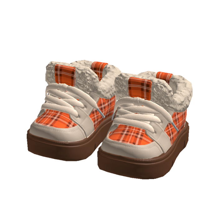 Orange Plaid Fur Sneakers 1.0