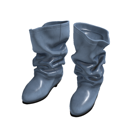 Blue Grunge Shiny Boots W Heels