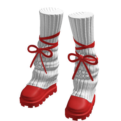 Red and White Ribbon Shoes and Leg Warmers thumbnail