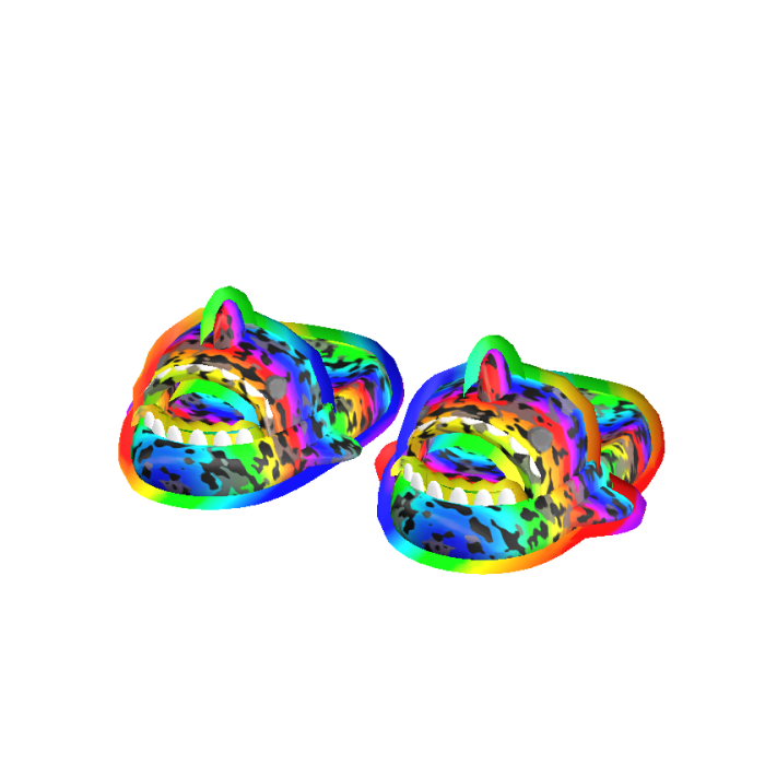 rainbow camo cartoony shark slides