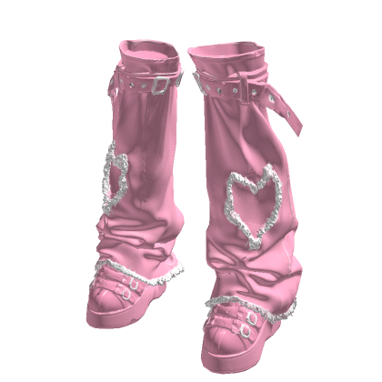 Pink Y2K Heart Buckle Boots [PBR] thumbnail