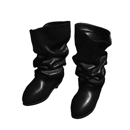 Black Grunge Shiny Boots W Heels