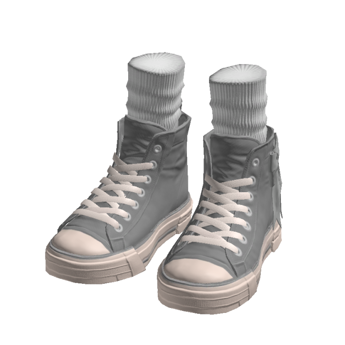 Gray High Top Sneakers w/ Socks