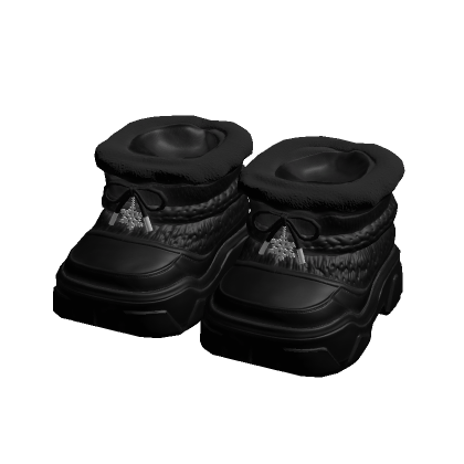 Black Chunky Fur Boots w/ Snowflake 3.0