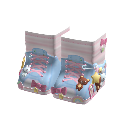 cute kawaii light denim harajuku plush sneakers