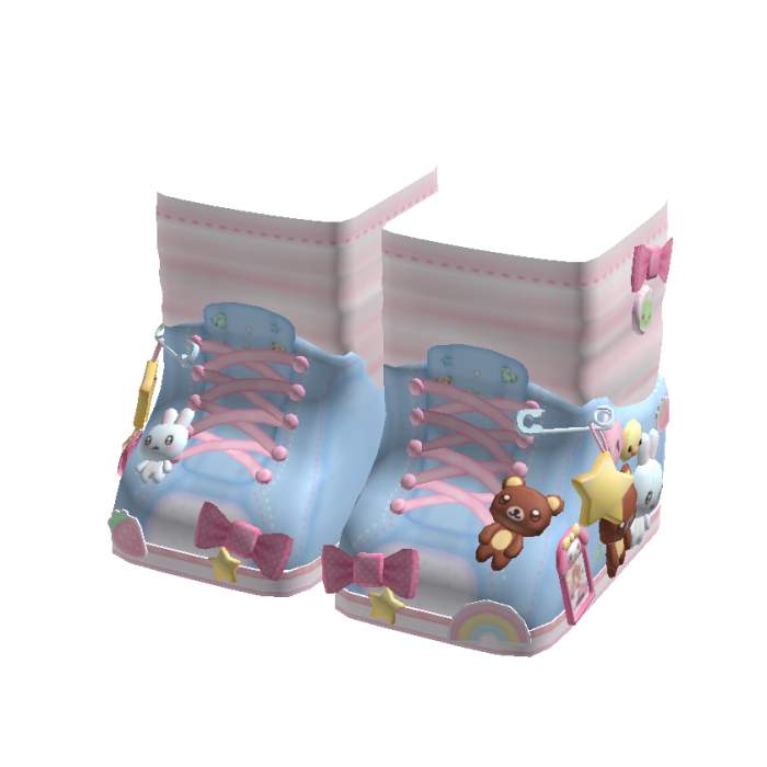 cute kawaii light denim harajuku plush sneakers