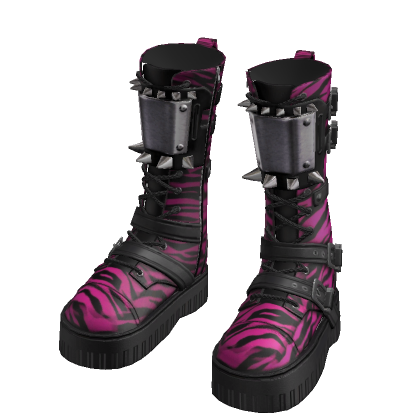 Pink and Black Scene Plated Spike Boots Shoes thumbnail