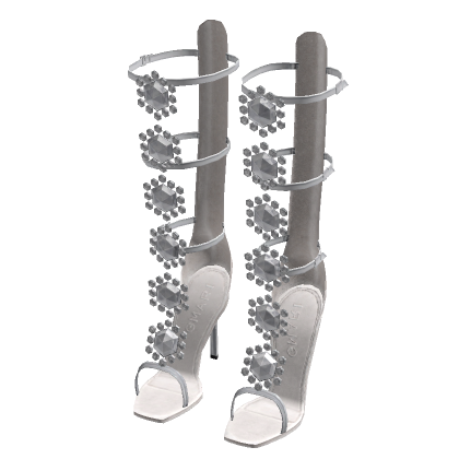 Pearl White Crystal Flower Lace Up Boots
