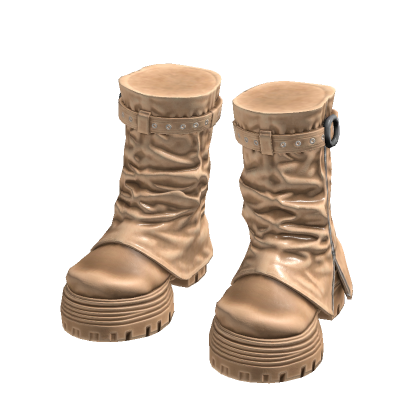 Tan Leather Platform Boots