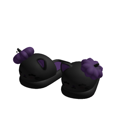Black Cat & Purple Pumpkin Slippers