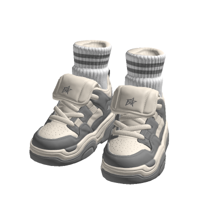 Gray Chunky Designer Sneakers w/ Socks