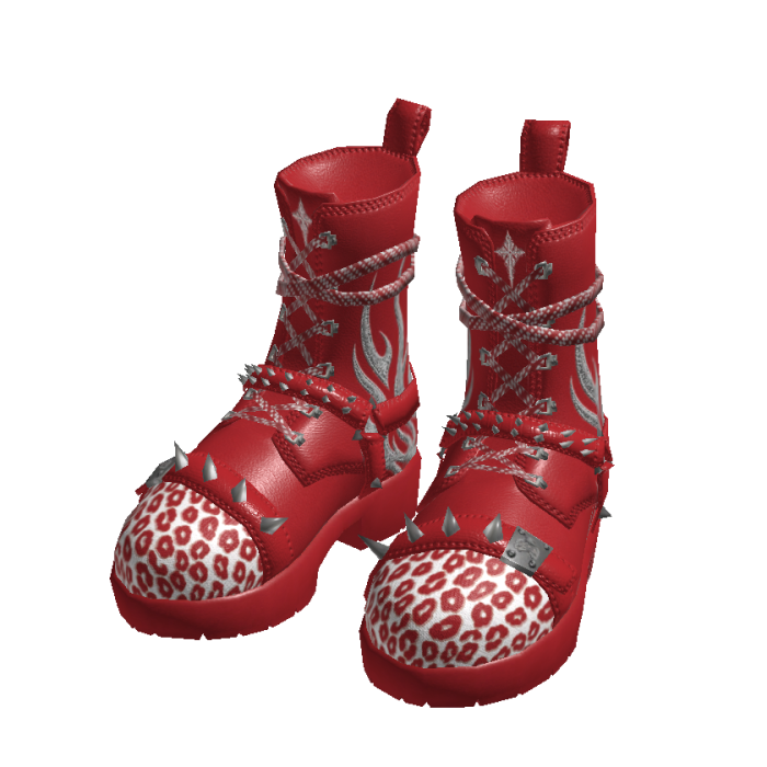 Punk Leopard Boots Red[MAX]