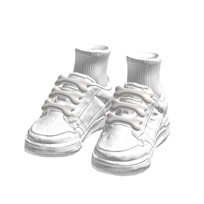 White Chunky Bone Sneakers w/ Socks