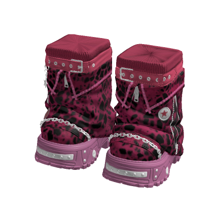Y2K Stylish Arctic Boots Pink Animal Prim