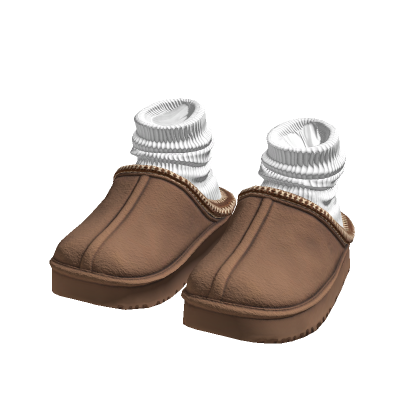 Trendy Cosy Fall Brown Slippers with Socks