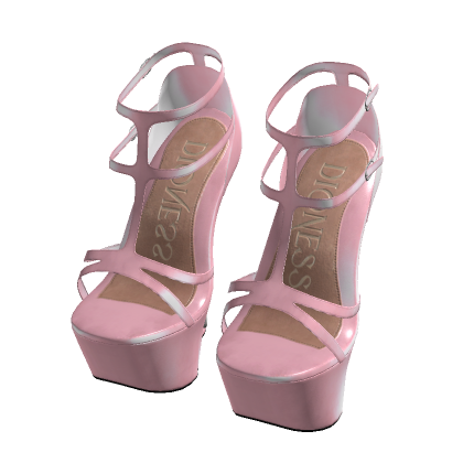 Pink Armor Wedge Heels