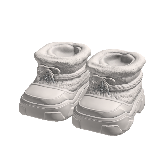 White Chunky Fur Boots w/ Snowflake 3.0