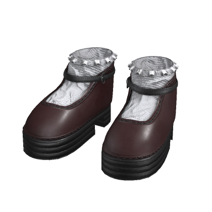 Gothic Platform Shoes With Socks (Red Leather)